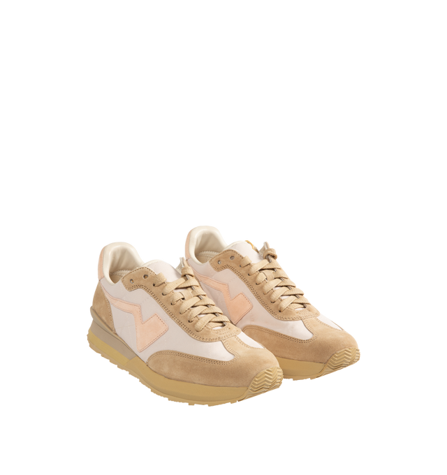 Image 2 of 5 - NEUTRAL - VISVIM FKT Runners crafted from Italian Cowhide combined with Japanese nylon/cotton fabric upper, Vibram outsole, pigment-free leather lining with cork insole for enhanced cushioning and moisture absorption, TPU heel stabilizer and lightweight EVA phylon midsole. 