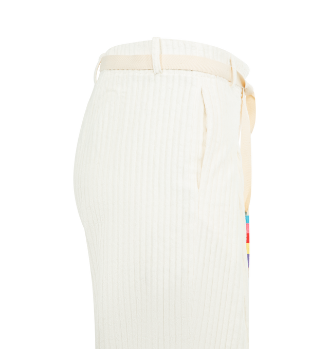 Image 3 of 3 - WHITE - MIRA MIKATI Wide Leg Trousers featuring soft jumbo corduroy, an elasticated back and a single pleat front. 100% cotton. 