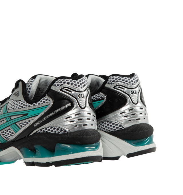 Image 3 of 5 - SILVER - ASICS GEL-Kayano 14 Sneaker featuring synthetic leather and mesh construction, textile upper, EVA sole, GEL technology cushioning provides excellent shock absorption, solution dye sockliner and Trusstic support system. Unisex style in men's sizing. 