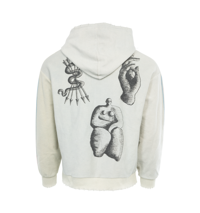 Image 2 of 3 - WHITE - UNTITLED ARTWORKS Hoodie Reversed Double featuring graphic print throughout, ribbed cuffs and hem, hood and kangaroo pocket. 98% cotton, 2% polyurethane. 