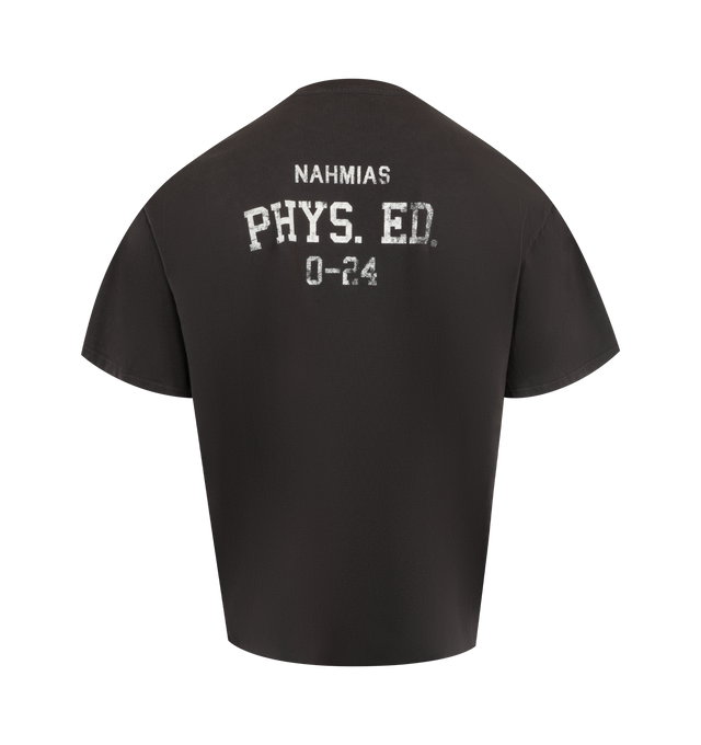 Image 2 of 2 - BLACK - NAHMIAS PHYS. ED. Boxy T-shirt featuring faded "PHYS. ED." motif printed on front, boxy fit, short sleeves and crew neck. 100% cotton. 