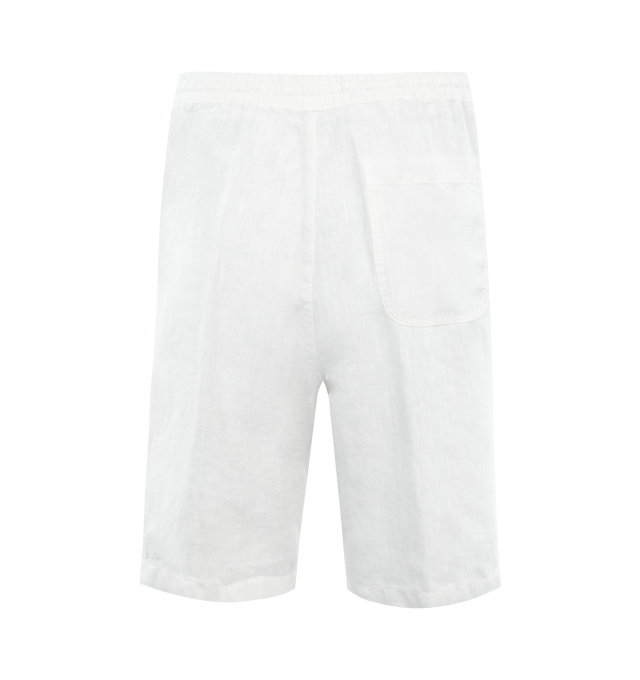 Image 2 of 3 - WHITE - 120% LINO Bermuda Short featuring elastic waist with drawstring, side pockets and back pocket. 100% linen.  