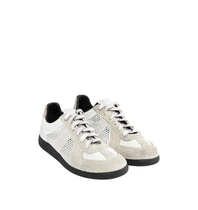 Image 2 of 5 - GREY - MAISON MARGIELA Replica Sneaker featuring mesh panels, panelled design, cotton, lace-up fastening, round toe and rubber sole. 