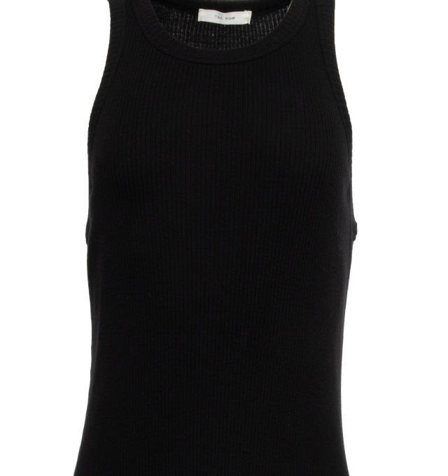 Image 3 of 3 - BLACK - THE ROW Yule Dress featuring calf-length tank dress in lightweight ribbed cotton with straight fit, crew neckline, and ribbed straps and neckline. 100% cotton. Made in Italy. 