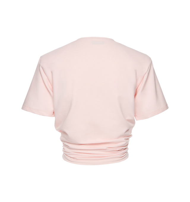 Image 2 of 2 - PINK - MAGDA BUTRYM Knotted Jersey T-Shirt featuring soft, stretch-enhanced Circulose jersey, a signature front knot that gathers the fabric at the waist, short sleeves and crew neck. 94% viscose, 6% elastane. 