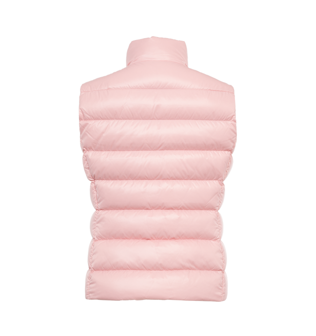 Image 2 of 3 - PINK - MONCLER Ghany Puffer Vest featuring nylon laqu, nylon laqu lining, down-filled and boudin-quilted, zipper closure and side seam pocket with concealed zipper closure. 100% polyamide/nylon. Padding: 90% down, 10% feather. 