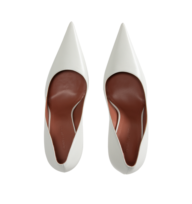 Image 4 of 4 - WHITE - Amina Muaddi Barbara Pumps have pointed toes, slim heels, and a sleek design. 100% Nappa leather. Made in Italy.  