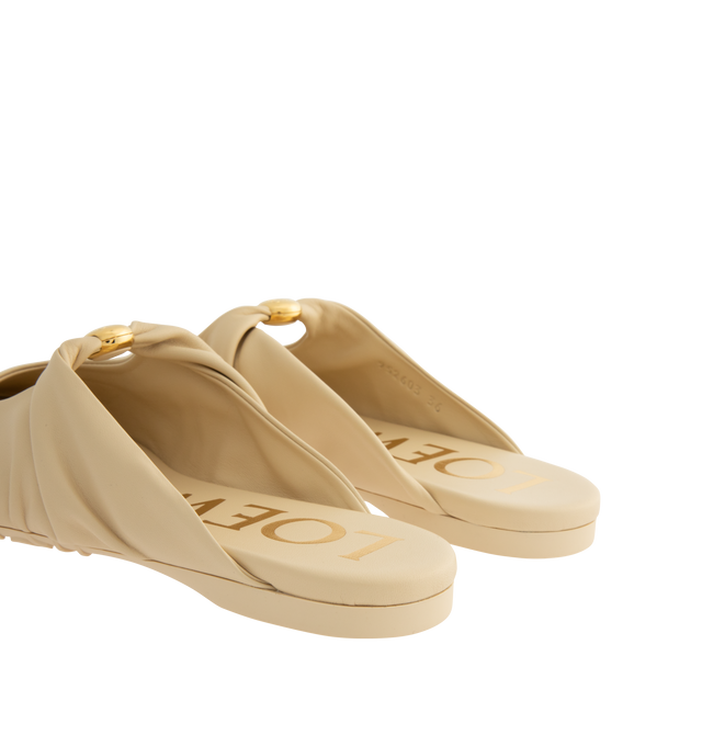 Image 3 of 4 - NEUTRAL - LOEWE Pebble Soft Mule in supple nappa lambskin with a flexible upper featuring a metallic Pebble with an Anagram engraved detail and a signature petal toe shape, padded leather insole and anagram embossed rubber outsole. Lambskin. Made in Italy. 