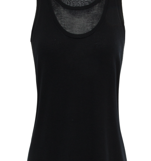Image 3 of 3 - BLACK - TOTEME Layered Knit Maxi Tank Dress featuring layered knit, crew neckline, sleeveless, A-line silhouette, full length and slipover style. Lyocell/cashmere.  