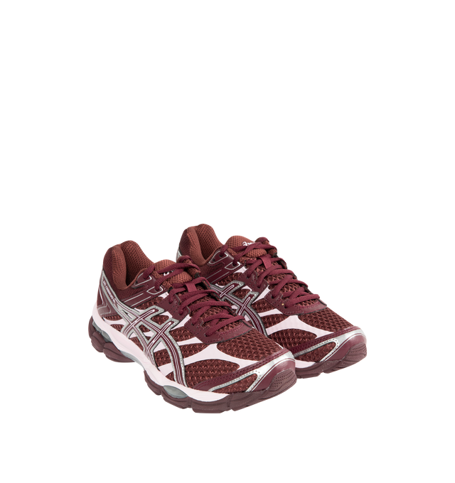 Image 2 of 5 - RED - ASICS Gel-Cumulus 16 Sneaker featuring breathable mesh underlays, 2010s design aesthetics, FLUIDRIDE technology, rearfoot and forefoot GEL technology and lace up closure.  