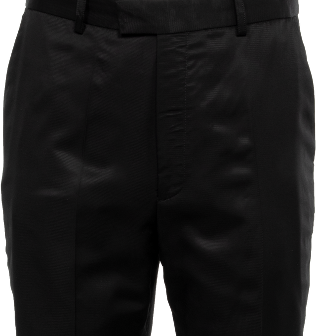 Image 4 of 4 - BLACK - SECOND LAYER High Rise Trouser featuring wide leg, zip and hook concealed closure, side slit pockets and back welt pockets with button closure. 100% viscose. Made in Italy. 