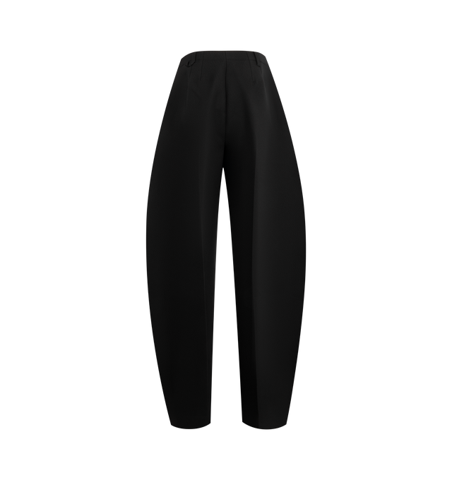 Image 2 of 3 - BLACK - JACQUEMUS Wide Ovalo Pant featuring high-rise, structured poly-cotton, waistband with belt loops, zip fly with hook and button, side-seam pockets, stitched pleats, wide curved leg and J belt loop in the back. 100% polyester. Lining: 55% cotton, 45% polyester. Made in France. 