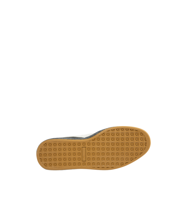 Image 4 of 5 - GREY - PUMA x NAHMIAS Suede Vintage Sneakers featuring a distressed leather formstrip and trim, crochet laces, PUMA x Nahmias friendship lace beads, a Lets Be Friends" interior graphic and rounded toe.  