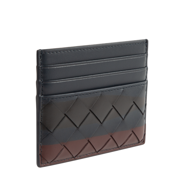 Image 2 of 3 - MULTI - BOTTEGA VENETA Intrecciato Credit Card Case featuring an airbrushed tri-color pattern, intrecciato calfskin leather with a pattern print, six card slots and one central pocket. Lining: calfskin. Made in Italy. 