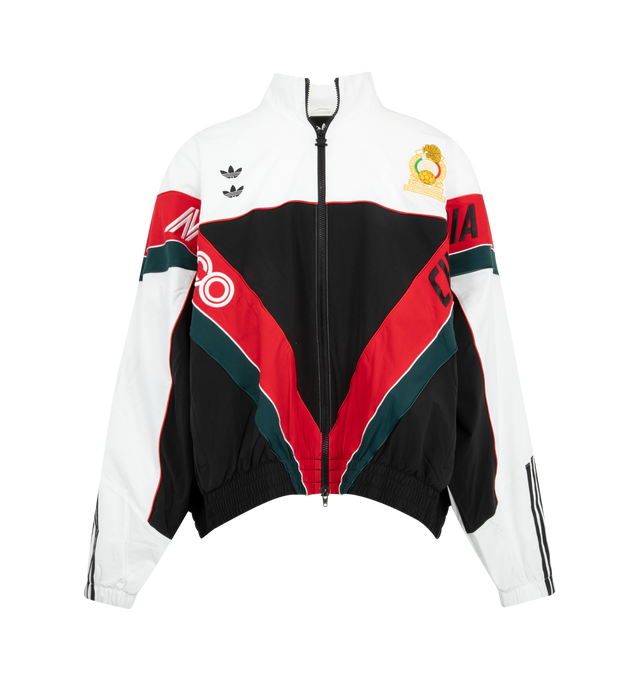 Image 1 of 3 - MULTI - Adidas Mens Woven Jacket features a woven construction with a full zip-front closure. Designed with front zip pockets, applied 3-Stripes on the lower sleeves, embroidered artwork on the front and back, chest and sleeve patches, and official Mexican Football Federation detailing. Made in Indonesia. 