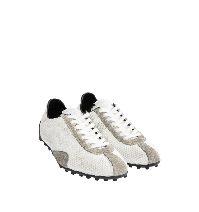 Image 2 of 5 - WHITE - MAISON MARGIELA Sprinters Sneakers featuring textured mesh upper with suede overlays, lace-up closure and low profile. Made in Italy. 