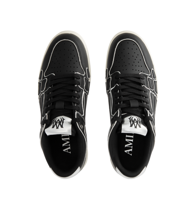 Image 5 of 5 - BLACK - AMIRI Skel Top Low Sneaker featuring round toe, lace-up front, logo patch and contrast trim. 100% Cow Leather. Sole: 100% Rubber. 