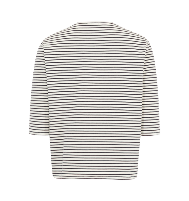 Image 2 of 2 - NAVY - R13 Elbow Sleeve Stripe Tee featuring boat neck, 3/4 sleeves and stripes throughout. Cotton.   