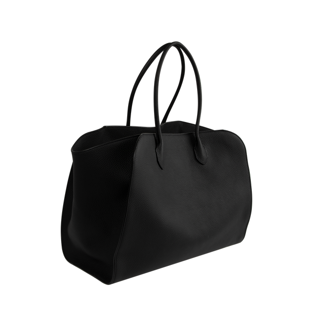 Image 2 of 3 - BLACK - THE ROW Marlo Bag featuring visible topstitching, silver finish, engraved logo, single compartment, shopper tote bag, hand carried, zippered interior pocket, thin strap and double handles. 43 cm x 30 cm x 23 cm. 100% buffalo leather. Lining: 100% cotton. Made in Italy. 