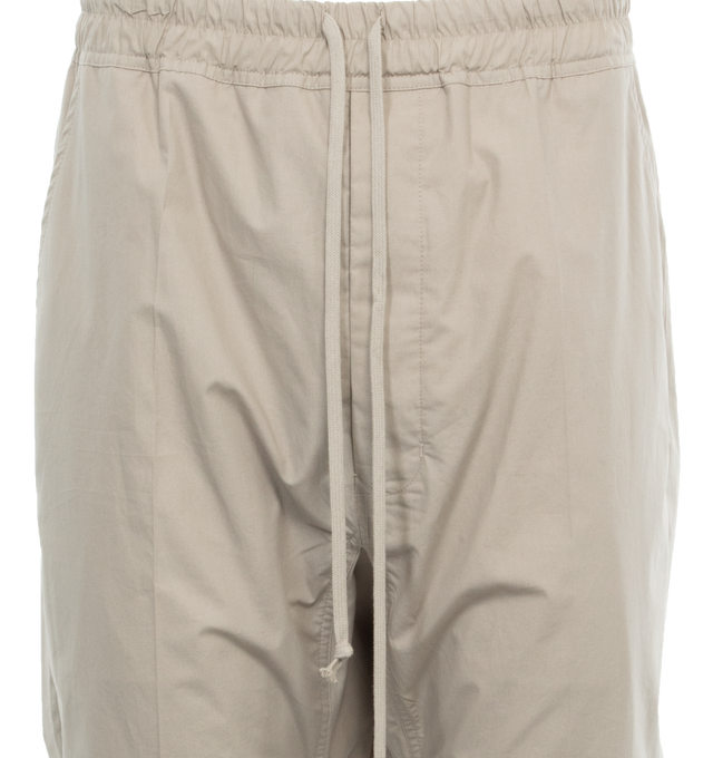 Image 4 of 4 - GREY - RICK OWENS Drawstring Crop Pants featuring elastic drawstring waist, cropped hem, side slit pockets and back flap pockets. 53% viscose, 47% acetate. 