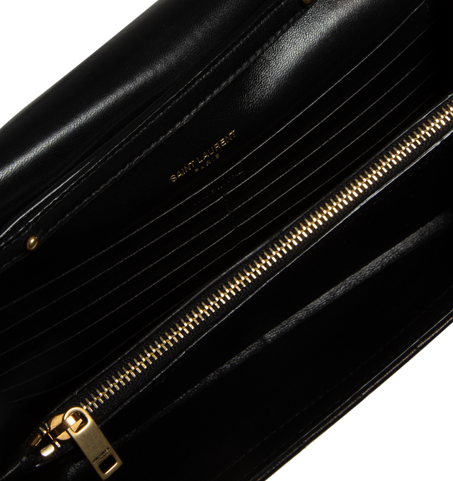 Image 3 of 3 - BLACK - SAINT LAURENT Chain Wallet in quilted leather featuring the cassandre carre-quilted overstitching and a removable shoulder strap. 9 X 5.5 X 1.1 inches. Strap drop: 47cm. 100% lambskin. Made in Italy. 