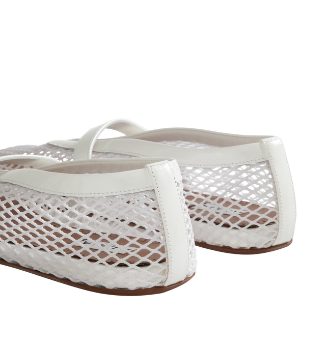 Image 3 of 4 - WHITE - ALAIA ballet flats in fishnet inspired by classical Japanese shoes.  90% Polyamide / 10% calfskin upper, 100% lambskin lining, 90% calf leather /10% rubber sole. Made in Italy.  