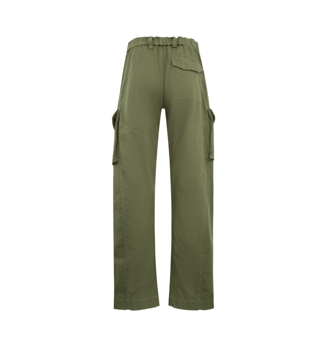 Image 2 of 3 - GREEN - R13 Barrel Cargo Pants featuring mid-weight, non-stretch twill, button closure and zip fly, slant hip pockets, flap front and back pockets. 100% cotton. 