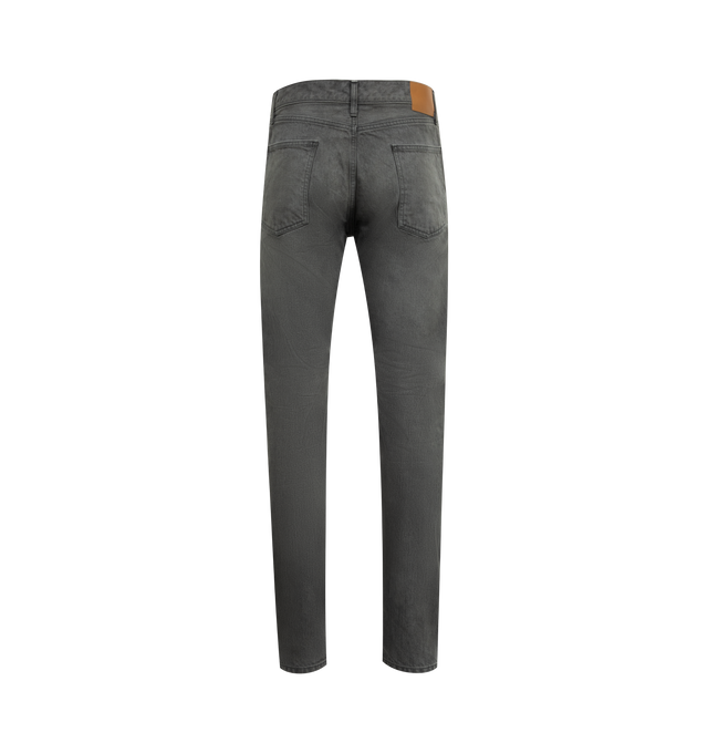 Image 2 of 3 - BLACK - SEEKINGS Straight Leg Jeans featuring 5 pocket styling, button fly, high rise, slim leg, leather patch on back of waistband and engraved hardware. 100% cotton.  