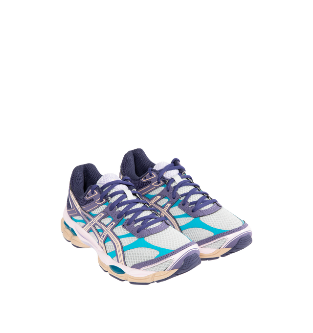 Image 2 of 5 - MULTI - ASICS Gel-Cumulus 16 Sneaker featuring signature tiger stripes on the sides, NEXKIN mesh upper with clear TPU overlays, FLUIDRIDE foam midsole with GEL pads and AHAR rubber outsole. 