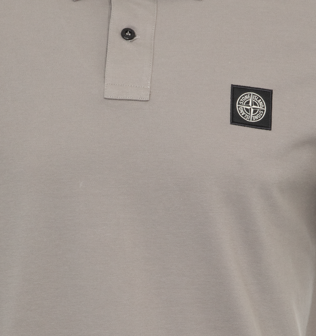 Image 3 of 3 - GREY - STONE ISLAND Slim Fit Polo featuring short sleeves, collar, button fastenings and logo patch. 95% cotton, 5% elastane. 