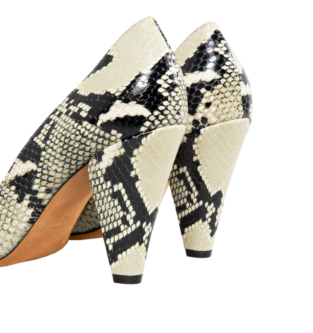 Image 3 of 4 - WHITE - KHAITE Cedar Pumps 90MM featuring snake-embossed leather modern pumps, square toe, slip-on style and leather outsole. 90MM. 