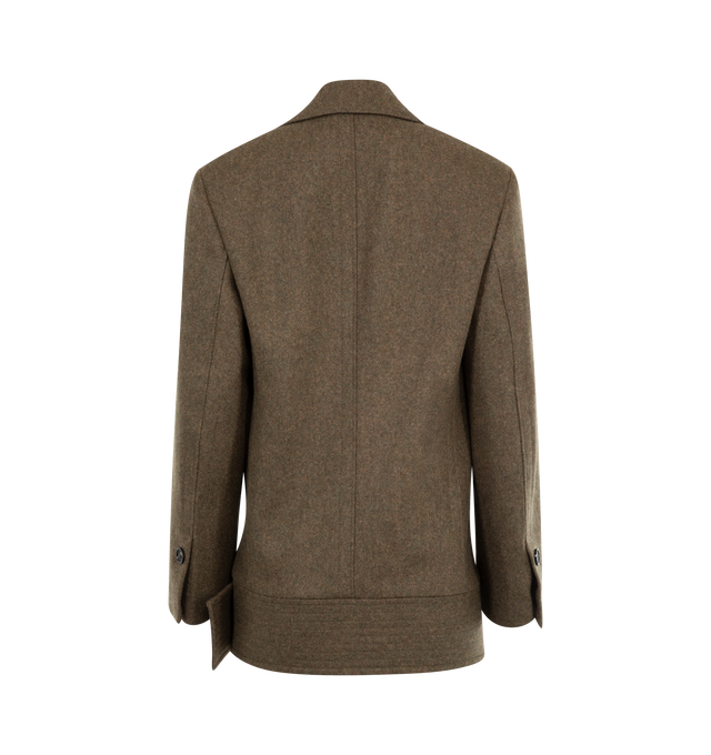 Image 2 of 2 - BROWN - FERRAGAMO Peacoat made of compact wool and cashmere with a soft feel. Featuring wide shoulders, a stitched lapel, welt pockets and a wide belt at the bottom with double prong and an ironed crease along the sleeve. 100% pure virgin wool. Made in ITALY. 