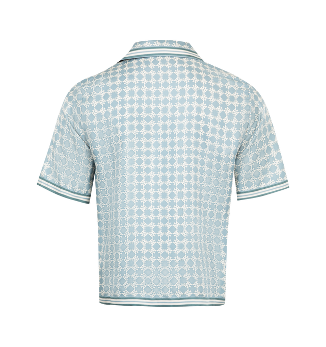 Image 2 of 2 - BLUE - AMIRI MA Quad Bowling Shirt featuring fluid silk, notched collar, print throughout and button-down closure. 100% silk twill. 