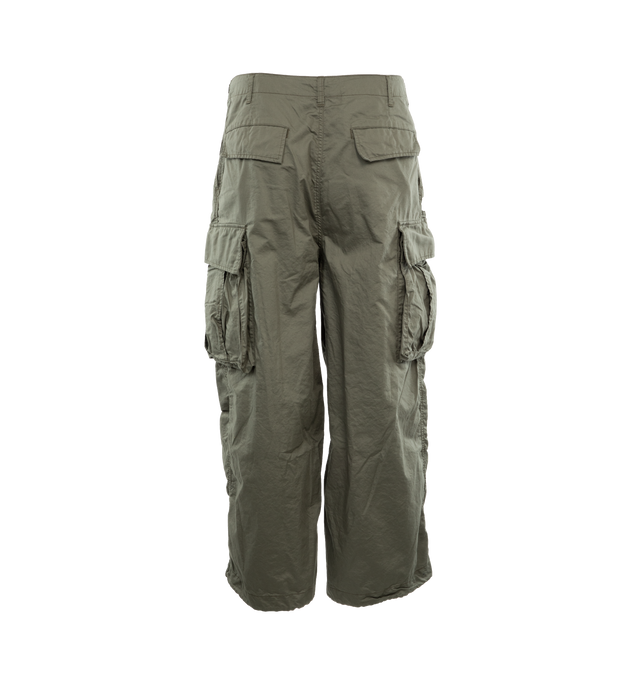 Image 2 of 4 - GREEN - NEEDLES H.D. Cargo Pants featuring heavyweight cotton twill, belt loops, cord-lock drawstring at waistband, four-pocket styling, zip-fly, darts at front waistband and cuffs, cargo pocket at outseams and unlined. 100% cotton. Made in Japan. 
