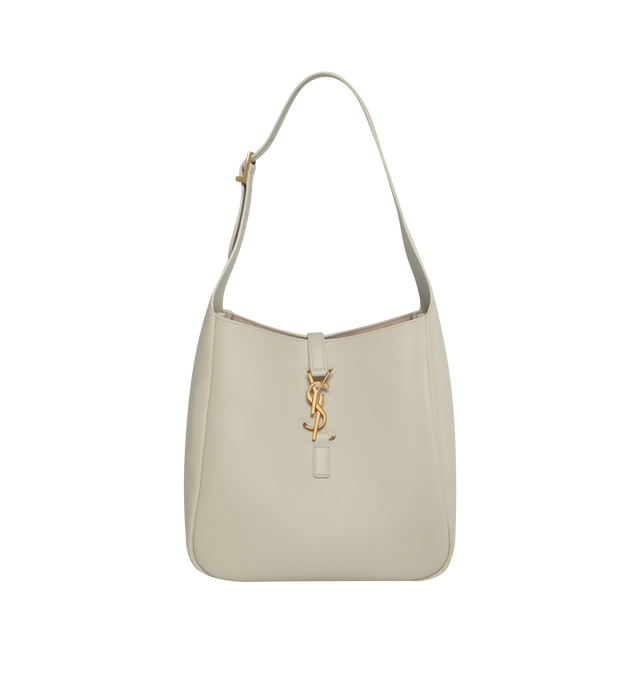 Image 1 of 5 - WHITE - SAINT LAURENT  Le A 7 Soft Small has a metal Cassandre hook closure, bronze-tone hardware, and interior zip pocket. Suede lining. 100% calfskin leather. Dimensions: 9 X 8.7 X 3.5 inches.  Made in Italy.  