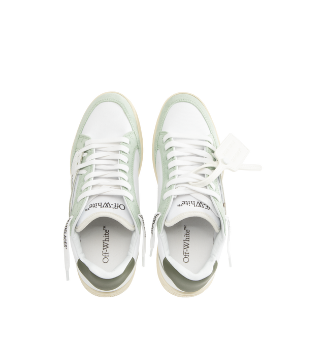 Image 5 of 5 - WHITE - OFF-WHITE 5.0 Low-Top Sneakers featuring round toe, lace-up vamp, label's signature zip tie and logo accents. Leather/textile upper. Made in Italy. 