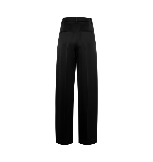 Image 2 of 3 - BLACK - Khaite Marinta Trousers have an elongated shape, angled pleats, classic waistband, angled side pockets, and back welt pockets. 100% viscose.  