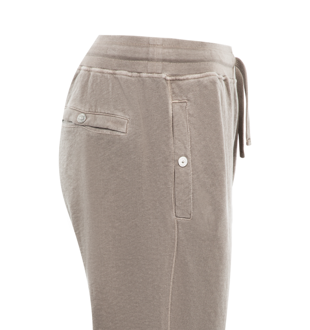 Image 3 of 3 - GREY - STONE ISLAND Fleece Sweatpants featuring elasticized drawstring waistband, side-seam pockets, side zip pocket, back zip welt pocket and rib-knit cuffs. 100% cotton. 