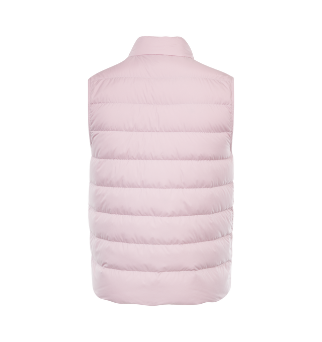 PINK - MONCLER Lechtal Down Vest featuring lightweight micro chic lining, down-filled, zipper closure, zipped pockets, leather logo patch and slim fit. 100% polyester. Padding: 90% down, 10% feather. 