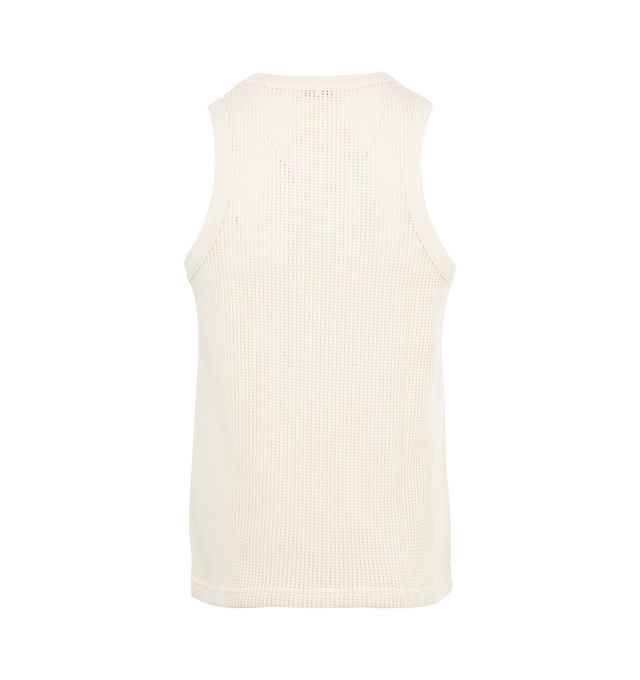 Image 2 of 2 - WHITE - Wales Bonner Groove Tank Top featuring stretch viscose, rib-knit, scoop neck and logo patch at chest. 95% viscose, 5% elastane. Made in Portugal. 