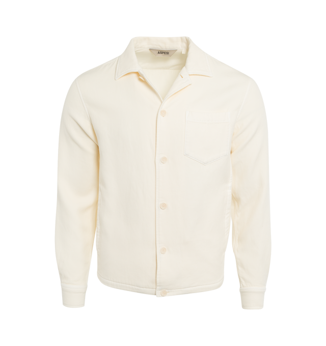 Image 1 of 3 - WHITE - ASPESI CAMICIA BONGO is made from 100% moleskin cotton and features a slim fit, side pockets, button fastenings and stretch hem. 