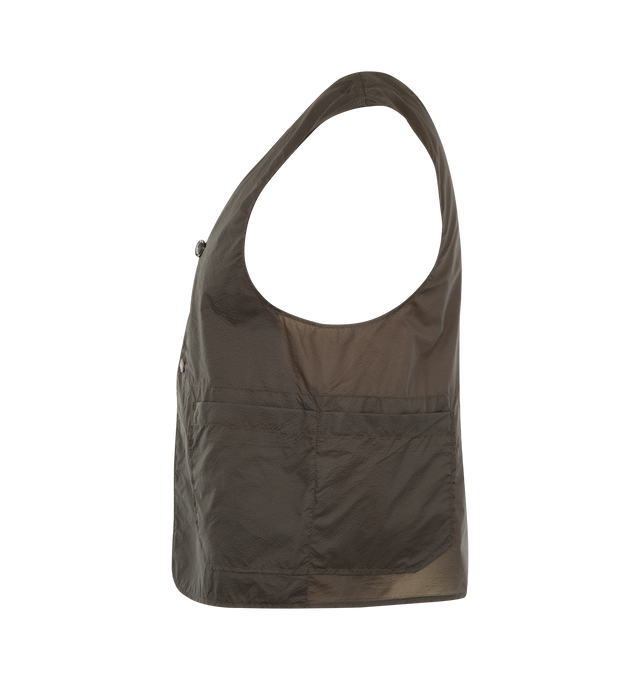 Image 3 of 3 - BROWN - ENGINEERED GARMENTS Upland Vest featuring durable cotton ripstop with tonal stitching throughout, game pocket with snap button in the center front and sleeveless. 100% cotton. Made in USA. 