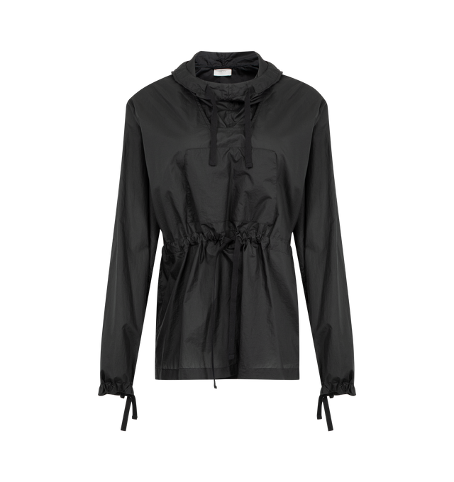 Image 1 of 3 - BLACK - THE ROW Beloura Jacket featuring lightweight ripstop fabric, soft nylon ripstop fabric, a relaxed fit with dropped shoulders, elasticated waistline, kangaroo pocket, self-tie cuffs and a drawstring hood. 100% polyamide. Made in Italy. 