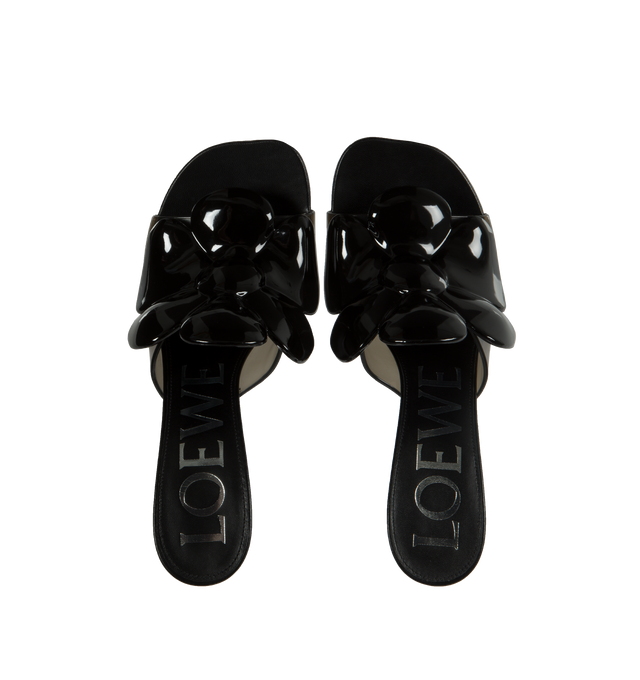 Image 4 of 4 - BLACK - LOEWE PAULA'S IBIZA Petal Flower Sandal in PVC featuring a transparent upper with an oversized glossy rubber flower embellishment, tonal lacquered Petal heel and LOEWE Anagram rubber outsole. 90mm heel. PVC. Made in Italy. 