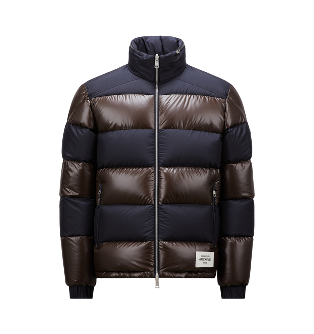 NAVY - MONCLER Peclet Jacket featuring rainwear lining, reversible, down-filled, pull-out hood, reversible zipper closure, pockets with zipper and snap button closure, sleeve pockets with snap button closure, hem with elastic drawstring fastening and silicone logo label. 100% polyester. Padding: 90% down, 10% feather. 