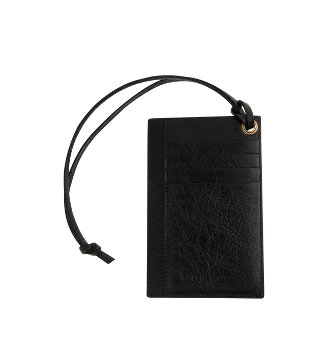 Image 3 of 3 - BLACK - BALENCIAGA Le City Charm Keychain Card Holder featuring brass hardware, Balenciaga logo debossed tone-on-tone at front, 1 receipt compartment, 4 card slots and can be attached to the bag or be used as a Keychain. Lambskin. Made in Italy. 