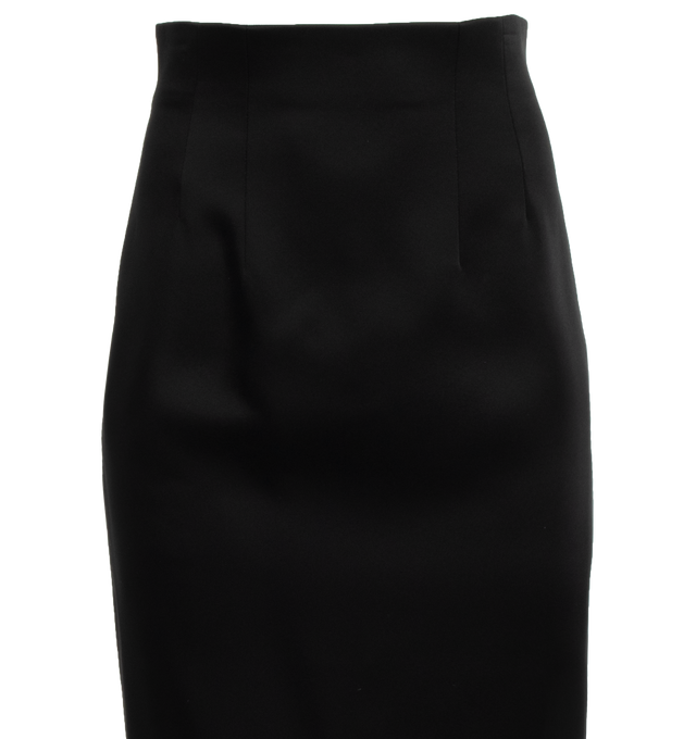 Image 3 of 3 - BLACK - KHAITE Loxley Skirt featuring high-waisted pencil skirt, corset-like fit, shaped by darts, high slit and a concealed zipper closure at the back. 100% lambskin. 
