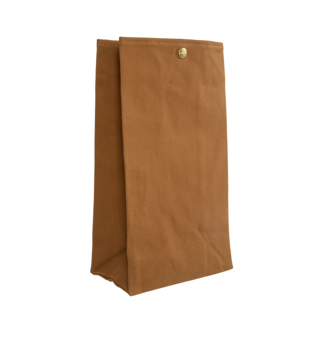 Image 5 of 6 - BROWN - CARHARTT WIP Lunch Bag featuring dry wax coating, food safe, snap button closure and square label. 14.5 x 7.9 x 4.7 inch. 100% cotton. 
