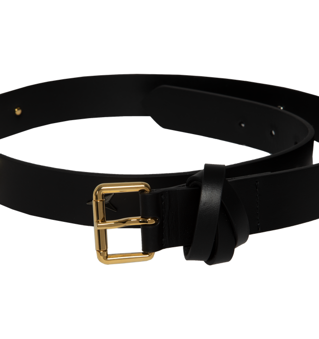Image 2 of 2 - BLACK - LANVIN LAB X FUTURE Leather Belt With Pins featuring golden buckle with three intertwined loops and pins throughout. 100% calf - bos taurus. Made in Italy. 