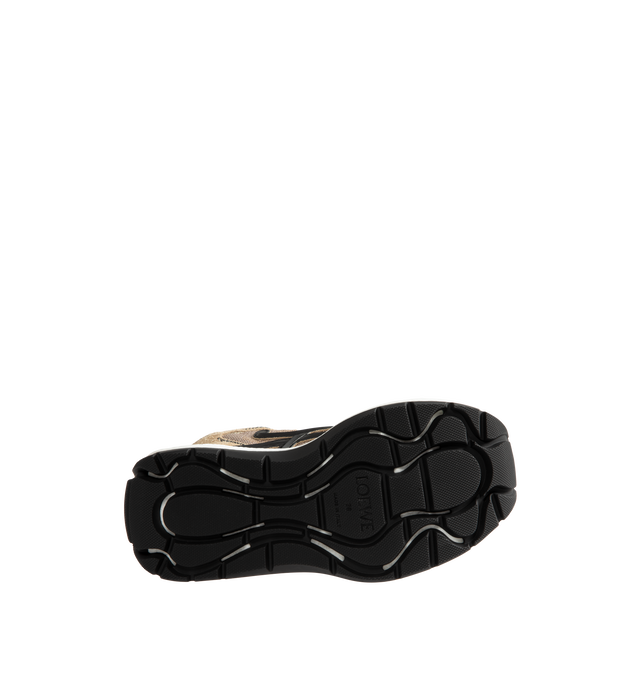 Image 4 of 5 - NEUTRAL - Loewe Women's Pogo Sneakers are crafted from technical knit and suede and feature a bold silhouette with a layered upper and textured two-piece sole. Designed with double laces, the signature L monogram at the side. Main Material: Technical Knit and Suede. Lining: Technical Fabric. Sole: Rubber. Heel Height: 4 cm. Made in Italy. 